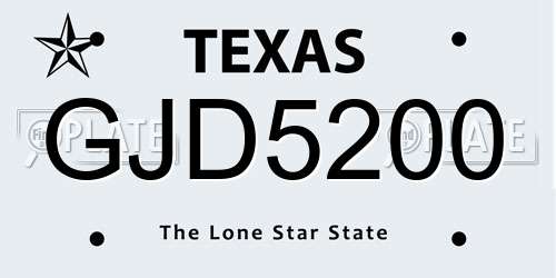 GJD5200 Texas License Plate