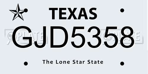 GJD5358 Texas License Plate