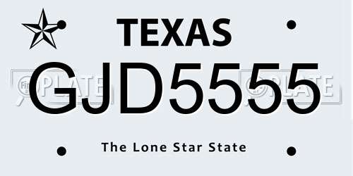 GJD5555 Texas License Plate