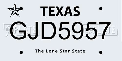GJD5957 Texas License Plate