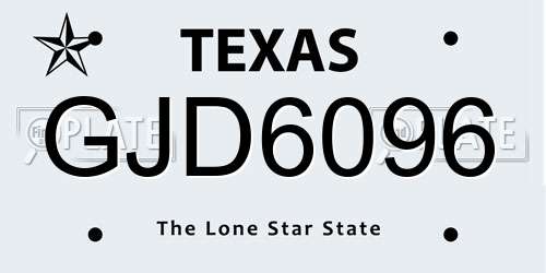 GJD6096 Texas License Plate