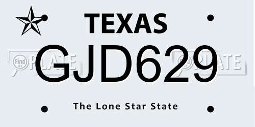 GJD629 Texas License Plate