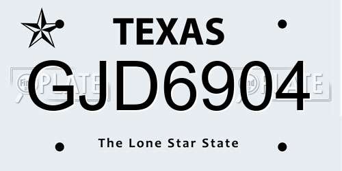 GJD6904 Texas License Plate