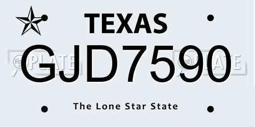 GJD7590 Texas License Plate
