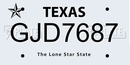 GJD7687 Texas License Plate