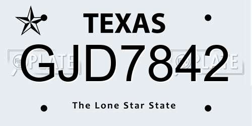 GJD7842 Texas License Plate