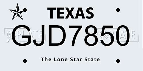 GJD7850 Texas License Plate