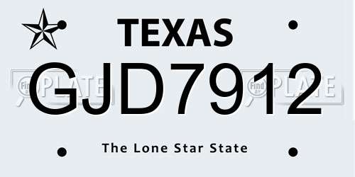 GJD7912 Texas License Plate
