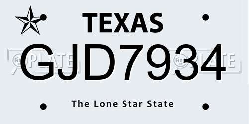 GJD7934 Texas License Plate