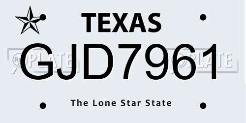 GJD7961 Texas License Plate