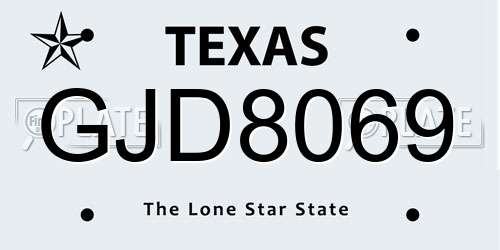 GJD8069 Texas License Plate