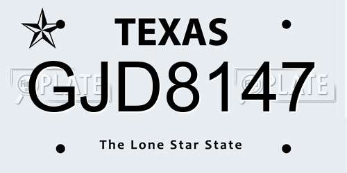 GJD8147 Texas License Plate