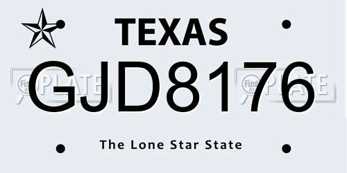 GJD8176 Texas License Plate