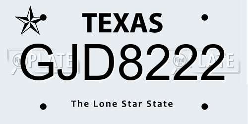 GJD8222 Texas License Plate