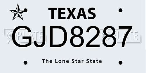 GJD8287 Texas License Plate