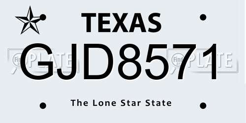 GJD8571 Texas License Plate
