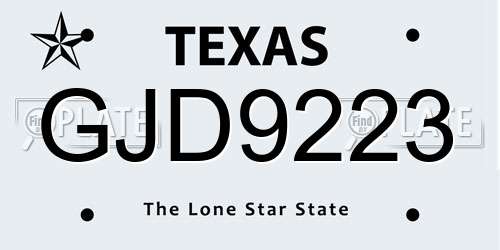 GJD9223 Texas License Plate
