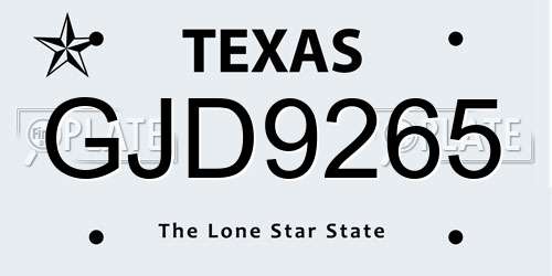 GJD9265 Texas License Plate