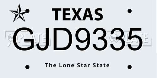 GJD9335 Texas License Plate