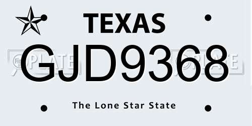 GJD9368 Texas License Plate