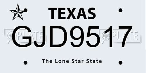 GJD9517 Texas License Plate
