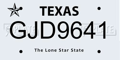 GJD9641 Texas License Plate