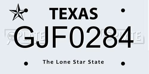 GJF0284 Texas License Plate