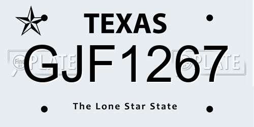 GJF1267 Texas License Plate