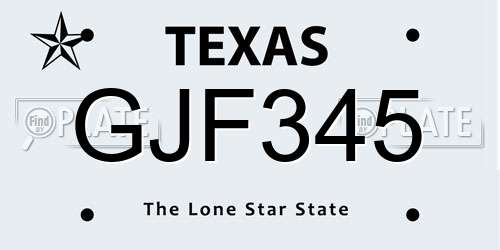 GJF345 Texas License Plate