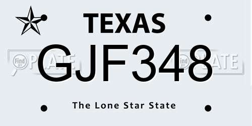 GJF348 Texas License Plate