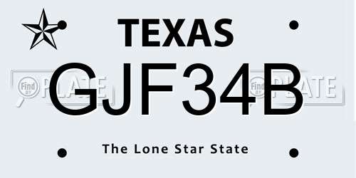 GJF34B Texas License Plate