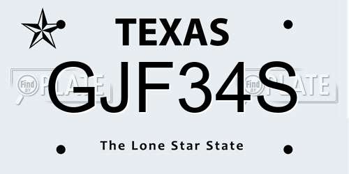 GJF34S Texas License Plate
