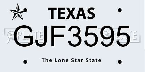 GJF3595 Texas License Plate