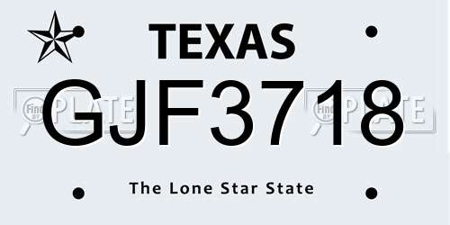 GJF3718 Texas License Plate