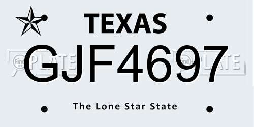 GJF4697 Texas License Plate