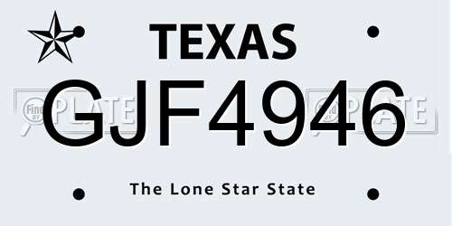 GJF4946 Texas License Plate