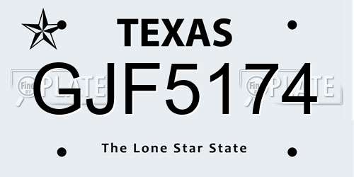 GJF5174 Texas License Plate