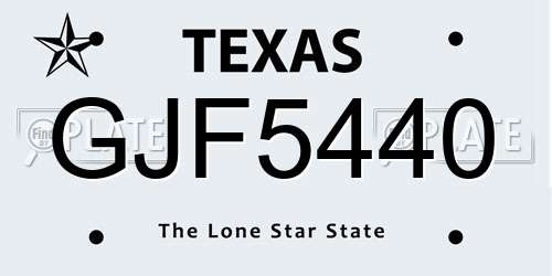 GJF5440 Texas License Plate
