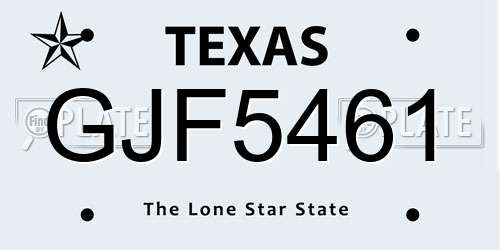 GJF5461 Texas License Plate