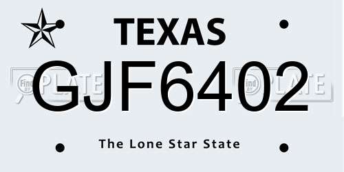 GJF6402 Texas License Plate