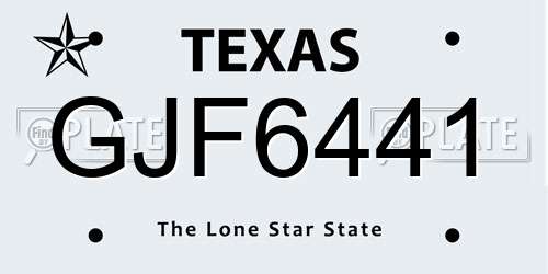 GJF6441 Texas License Plate