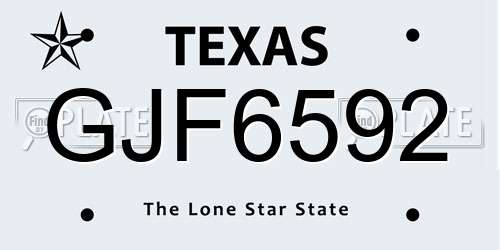 GJF6592 Texas License Plate