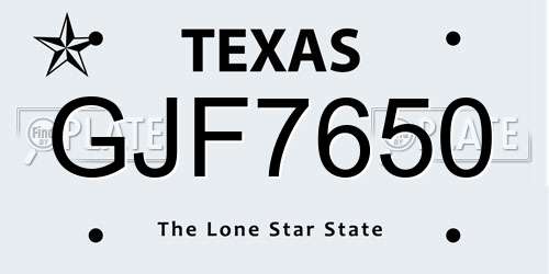 GJF7650 Texas License Plate