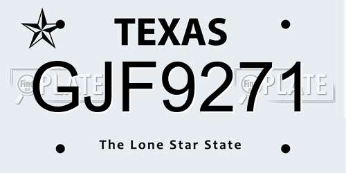 GJF9271 Texas License Plate