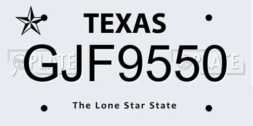 GJF9550 Texas License Plate