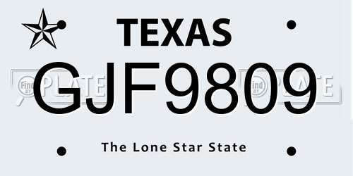 GJF9809 Texas License Plate