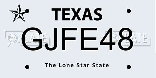 GJFE48 Texas License Plate