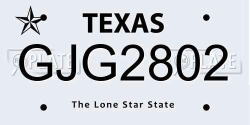 GJG2802 Texas License Plate