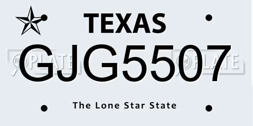 GJG5507 Texas License Plate