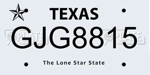 GJG8815 Texas License Plate
